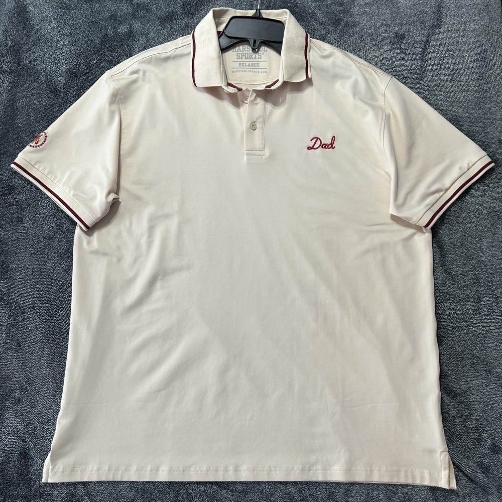 Barstool Sports Mens Size 2XL Beige Dad Short Sleeve Golf Polo Shirt (U8)